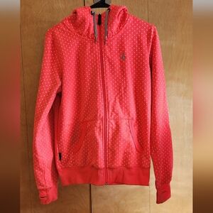 Vibrant Orange Volcomn Zipup Sweatshirt with Avalanche Whistle and Thump holes